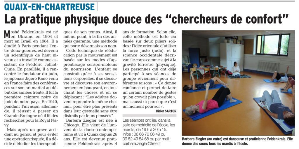 Article Feldenkrais Dauphine Libere Quaix en Chartreuse 2016 09 15